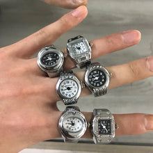 Load image into Gallery viewer, Vintage Punk Finger Watch Mini Elastic Strap Alloy Watches Couple Rings Jewelry Clock Retro Roman Quartz Watch Rings Women Men