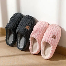 Load image into Gallery viewer, Winter Fluffy Shoes Women Cotton Slippers Cartoon Bear Thick Sole Warm Slides Men Female Couple House Indoor Plush Flat Shoes