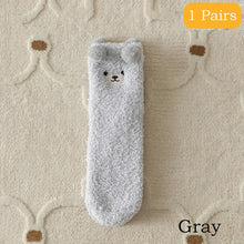 Load image into Gallery viewer, 2 Pairs Cute Socks Bear Women Coral Velvet Thick Plush Warm Socks Sleep Fluffy Socks Cute Cartoon Lovely Floor Fuzzy Sock Winter