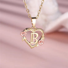 Load image into Gallery viewer, Female A-Z Letter Flower Pendant Necklace Yellow Gold Color Wedding Jewelry Gift For Women