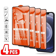 Load image into Gallery viewer, 4Pcs 21D Tempered Glass for IPhone 13 11 Pro Max 12 Mini 7 8 6S Plus Screen Protectors for IPhone XS XR X SE Full Cover Glass High Quality Scratch Resistant Tempered Glass For iPhone