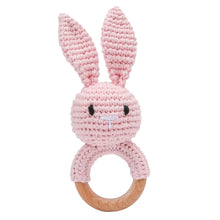 Load image into Gallery viewer, Baby Crochet Rattle Wooden Teether Toy BPA Free