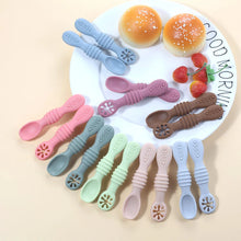 Load image into Gallery viewer, Silicone Baby Sucker Plate & Rice Spoon Set Cute Cartoon Tableware
