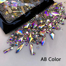 Load image into Gallery viewer, 180pcs AB Flatback Glass Nail Rhinestones - Multi-Shape Gems for DIY Nail Art