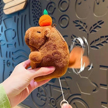 Load image into Gallery viewer, Plush Capybara Keychain – Cute Persimmon Wagging Tail Pendant Toy