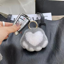 Load image into Gallery viewer, Cat Paw Plush Keychain β Cute Fluffy Faux Fur Pendant for Bags & Keys