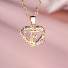 Load image into Gallery viewer, Female A-Z Letter Flower Pendant Necklace Yellow Gold Color Wedding Jewelry Gift For Women