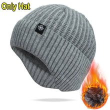 Load image into Gallery viewer, Outdoor Men Winter Knitted Hat Plush Warmth Peaked Cap Earmuff Casual Fashion Faux Fur Lined Bomber Hats Cycling Ear Protection