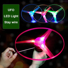 Load image into Gallery viewer, Pull Wire Glow UFO – Spinning LED Flyer Toy for Kids Outdoor Fun