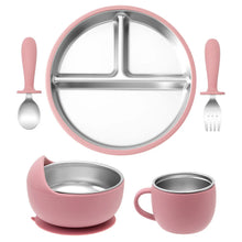 Load image into Gallery viewer, Stainless Steel Baby Feeding Set with Silicone Sucker