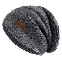 Load image into Gallery viewer, New Unisex Slouchy Winter Hats Add Fur Lined Men And Women Warm Beanie Cap Casual Label Decor Winter Knitted Hats
