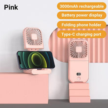 Load image into Gallery viewer, Mini Portable Outdoor Hand Fan Hanging Neck Fan USB Charging 3000mAh Battery Powered 180° Folding Wireless Table Air Cooling Fan 4 Adjustable Speed Portable Pocket Fan for Office Outdoor Travel
