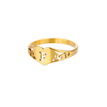 Load image into Gallery viewer, Fashion Hollow Initial Letter Heart Rings For Women Gold Color Stainless Steel A-Z Letter Ring Aesthetic Wedding Jewelry Gift