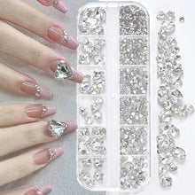 Load image into Gallery viewer, 180pcs AB Flatback Glass Nail Rhinestones - Multi-Shape Gems for DIY Nail Art