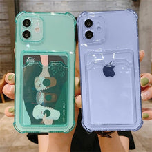 Load image into Gallery viewer, Simple Clear Silicone Wallet Case for iPhone 14 13 12 11 Pro XS Max X XR Shockproof Lens Protection Card Cover Shockproof Soft Bumper Clear Case Classic Stylish Case