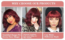 Load image into Gallery viewer, Short Wavy Bob Wigs with Bangs for Women Short Bob Curly Wig Synthetic Hair Wavy Wigs Heat Resistant Fiber Wig