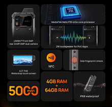 Load image into Gallery viewer, UNIWA W888 ATEX Explosion IP68 Rugged Andriod 11 Smartphone Octa Core 4GB+64GB 6.3Inch HD/FHD Screen 4G Mobile Phone 5000mAh NFC