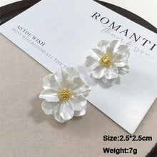Load image into Gallery viewer, White Flower & Butterfly Dangle Earrings – Acrylic Pearl Heart Jewelry