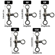 Load image into Gallery viewer, 50PCS/Bag Fishing Accessories Black Nickel Plating Three-Prong Connector T-Swivel Sub-Line Splitter Outdoor Fishing Bazi Ring