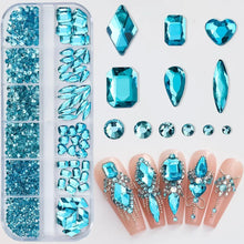 Load image into Gallery viewer, 2400+ Shiny Clear Crystal Nail Rhinestones - Mixed Sizes & Shapes Flatback Gems