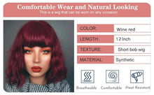 Load image into Gallery viewer, Short Wavy Bob Wigs with Bangs for Women Short Bob Curly Wig Synthetic Hair Wavy Wigs Heat Resistant Fiber Wig