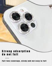 Load image into Gallery viewer, Glitter Diamond Rhinestones Metal Ring Camera Tempered Glass For iPhone 11 12 13 14 Pro Max Mini Plus Lens Protector Full Cover 9H Tempered Glass Camera Lens Protector Metal Single Ring Full Coverage Camera Lens Protector