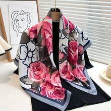 Load image into Gallery viewer, 90x90cm Square Silk-Feel Scarf – Luxury Women’s Shawl & Head Wrap