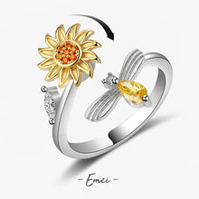 Load image into Gallery viewer, Anti-Stress Spinner Ring for Women – 18K Gold Plated Stainless Steel Fidget Ring with Sunflower & Star Design, Anxiety Relief Jewelry Gift