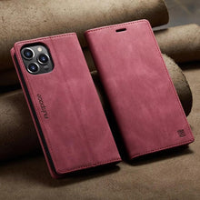 Load image into Gallery viewer, Vintage Wallet Case Card Holder Kickstand Built-in Magnetic Flip Leather Case for iPhone Leather Cases for iPhone 14 13 12 11 Pro Max Mini XR XS Max 8 7 6s Plus Wallet Flip Cover