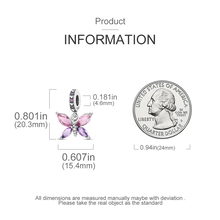Load image into Gallery viewer, Original 925 Sterling Silver Colorful Butterfly Charms Beads - Fit S925 Bracelet & Necklace, Zircon Accents, Fine DIY Birthday Jewelry Pendant