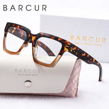 Load image into Gallery viewer, BARCUR Large Fashionable Frame Pink Reading Glasses for Women β Stylish Square Thick Frame Eyewear with Multi-Degree Options for Men & Women β Lightweight Blue Light Blocking Computer Glasses with White Gift Box for Home Office & Study