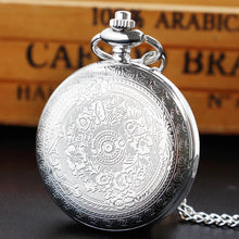 Load image into Gallery viewer, Luxury Silver Quartz Pocket Watch Fashion Necklace Pendant Chain Jewelry Gift Steampunk Clock for Men Women