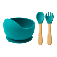 Load image into Gallery viewer, Mamaplan 3PCS Baby Silicone Feeding Set Suction Bowl Spoon Fork