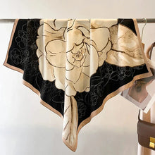 Load image into Gallery viewer, 90x90cm Square Silk-Feel Scarf – Luxury Women’s Shawl & Head Wrap
