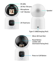 Load image into Gallery viewer, ZOSI 360° Smart Home Security Camera PTZ Auto Tracking Baby Monitor AI Panoramic HD Night Vision Indoor WiFi Surveillance Camera