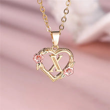 Load image into Gallery viewer, Female A-Z Letter Flower Pendant Necklace Yellow Gold Color Wedding Jewelry Gift For Women