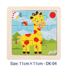 Load image into Gallery viewer, 11cm/4.33in Kids Wooden Jigsaw Puzzle Games Cartoon Animal Vehicle Pattern Children Montessori Educational Toys