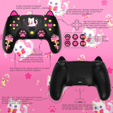 Load image into Gallery viewer, PlayVital Silicone Cover w/Joystick Caps and Sticker for ps5 Controller, for ps5 Charging Dock - Sweetheart Kitty Black