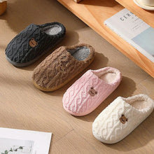 Load image into Gallery viewer, Winter Fluffy Shoes Women Cotton Slippers Cartoon Bear Thick Sole Warm Slides Men Female Couple House Indoor Plush Flat Shoes