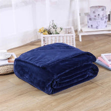 Load image into Gallery viewer, 230GSM Coral Fleece Flannel Blankets For Beds Solid Blue Pink Soft Warm Thin Bedspread Sofa Cover Faux Fur Plaid Blanket