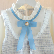 Load image into Gallery viewer, Long Sleeved Baby Girl Dress With Spring And Autumn Bow Lace Splicing Small Plaid Sweet Long Sleeved Dress