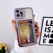 Load image into Gallery viewer, Luxury Square Phone Case For iPhone 13 11 14 12 Pro Max Mini XS XR 6s 7 8 Plus SE Cover Soft Silicone Wallet Card Holder Clear Card Slot Case Slim Fit Protective Soft Wallet Case