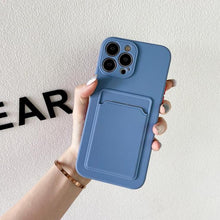 Load image into Gallery viewer, White Luxury Card Holder Phone Case for iPhone 13 12 Pro Wallet Soft Back Cover Shockproof Cute Protective Case for iPhone Cute Case With Card Holder