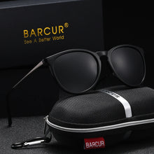 Load image into Gallery viewer, BARCUR Retro Circular Polarized Sunglasses for Women β Fashion Travel UV400 Protection TAC Lens β Durable Comfortable Plastic Titanium Frame Stylish Summer Eyewear β Trendy Mirror Lens Gift Box Included
