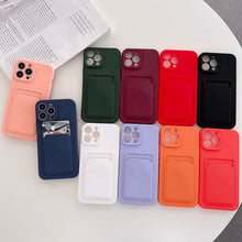 Load image into Gallery viewer, Soft Silicone Card Phone Case for IPhone 13 12 Pro Max Shockproof Protector Cover for IPhone 14 Plus Cases Heavy Duty Solid Slim Lightweight Anti-Shock Cover for iPhone