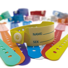 Load image into Gallery viewer, 100pcs Waterproof Soft PVC Medical Wristbands Writable Patient Identification Bracelets Vinyl Band for Healthcare