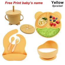 Load image into Gallery viewer, Silicone Baby Feeding Plate Set with Suction Bowl