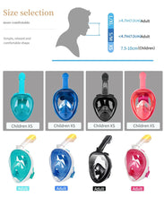 Load image into Gallery viewer, Full Face Children Underwater Snorkeling Swimming Mask Set Scuba Diving Respirator Masks Anti Fog Safe Breathing for Kids Adult