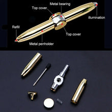 Load image into Gallery viewer, LED Gyro Spinner Pen – Multifunctional Metal Fidget Ballpoint Pen with Light | Stress Relief Spinning Pen for Writing, Focus & Gifts