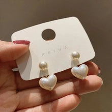 Load image into Gallery viewer, Love Heart Pearl Drop Earrings – Sweet Elegant Jewelry for Women